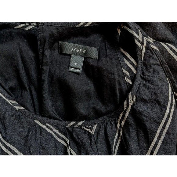 J.Crew Linen Maxi Dress Size 4 Tall Black White Summer Boho minimalist B4 - Picture 7 of 10